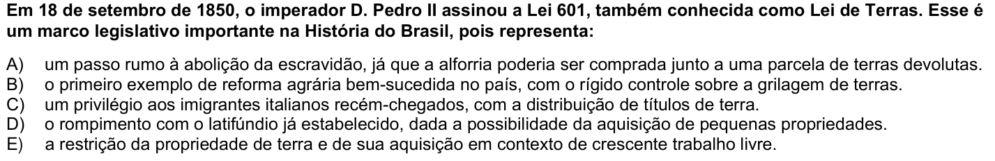 Questão 50 no caderno 1ª fase da UFPR 2025