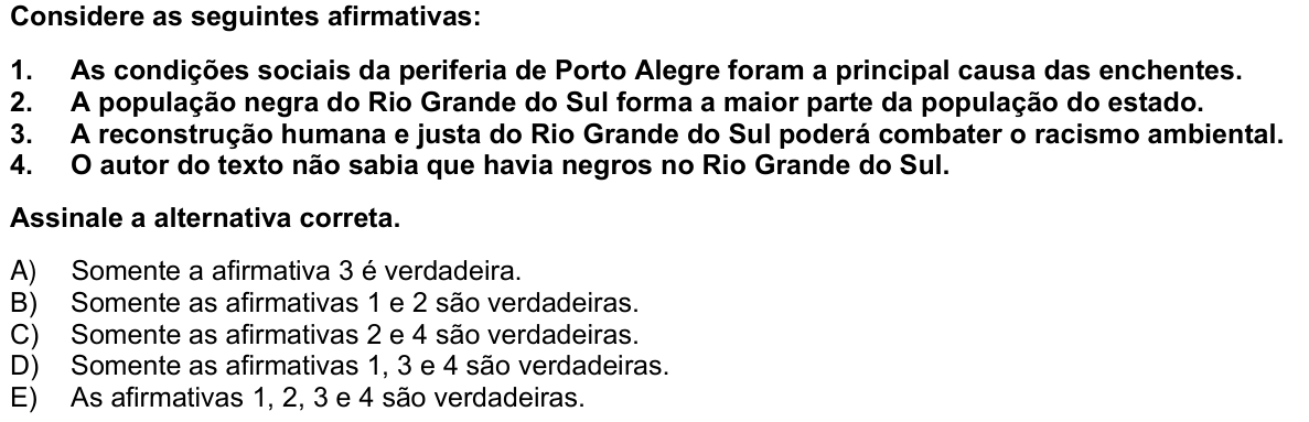 Questão 57 no caderno 1ª fase da UFPR 2025