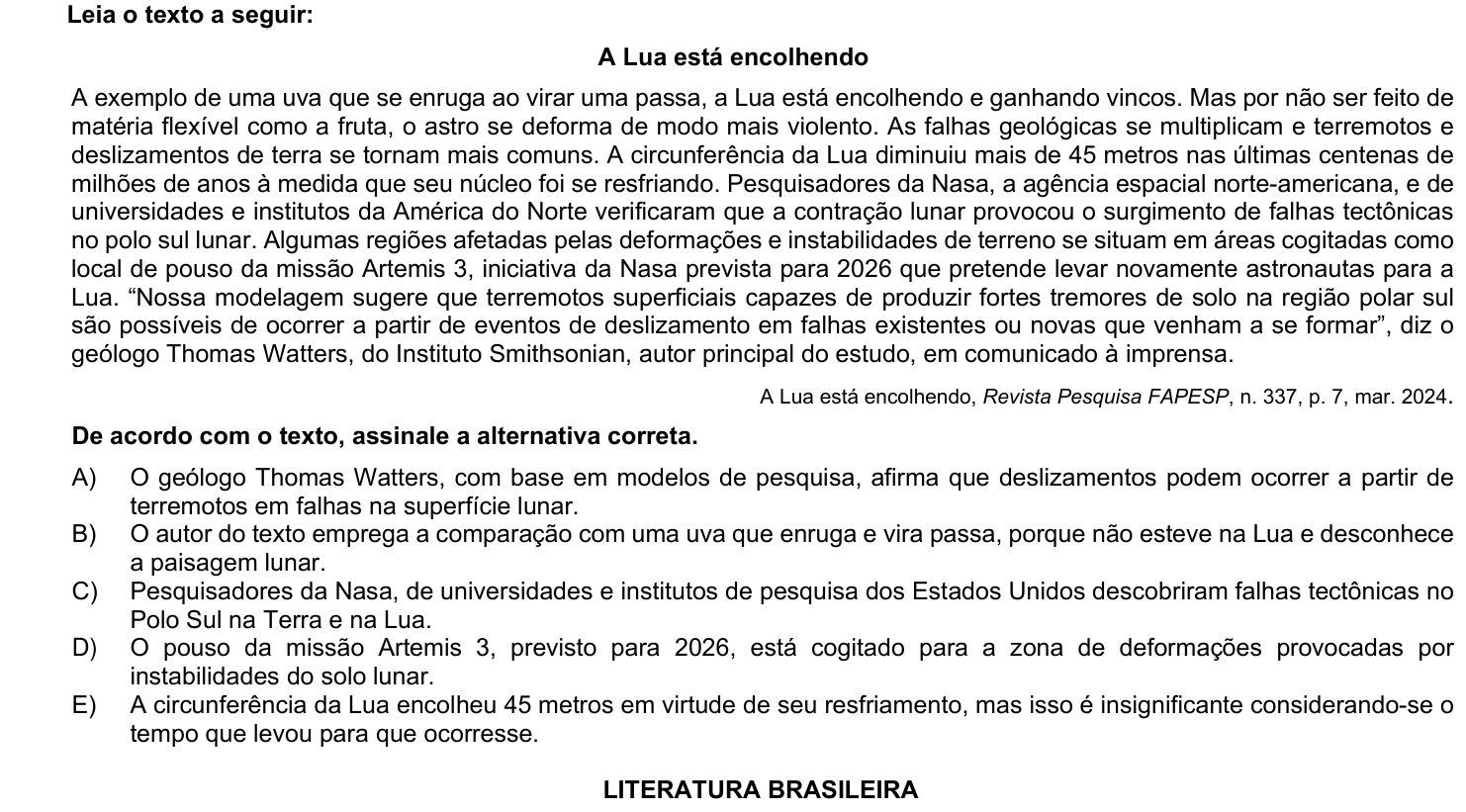 Questão 66 no caderno 1ª fase da UFPR 2025