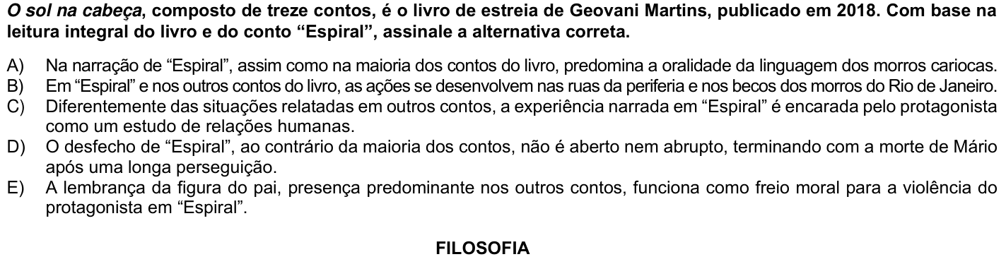 Questão 72 no caderno 1ª fase da UFPR 2025