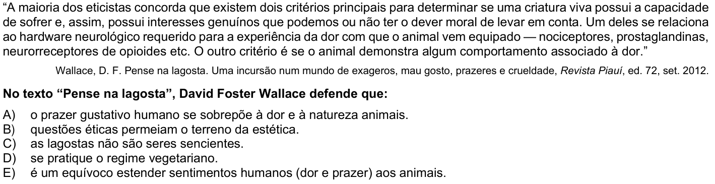 Questão 73 no caderno 1ª fase da UFPR 2025