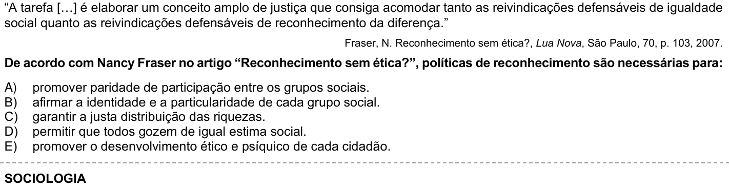 Questão 77 no caderno 1ª fase da UFPR 2025