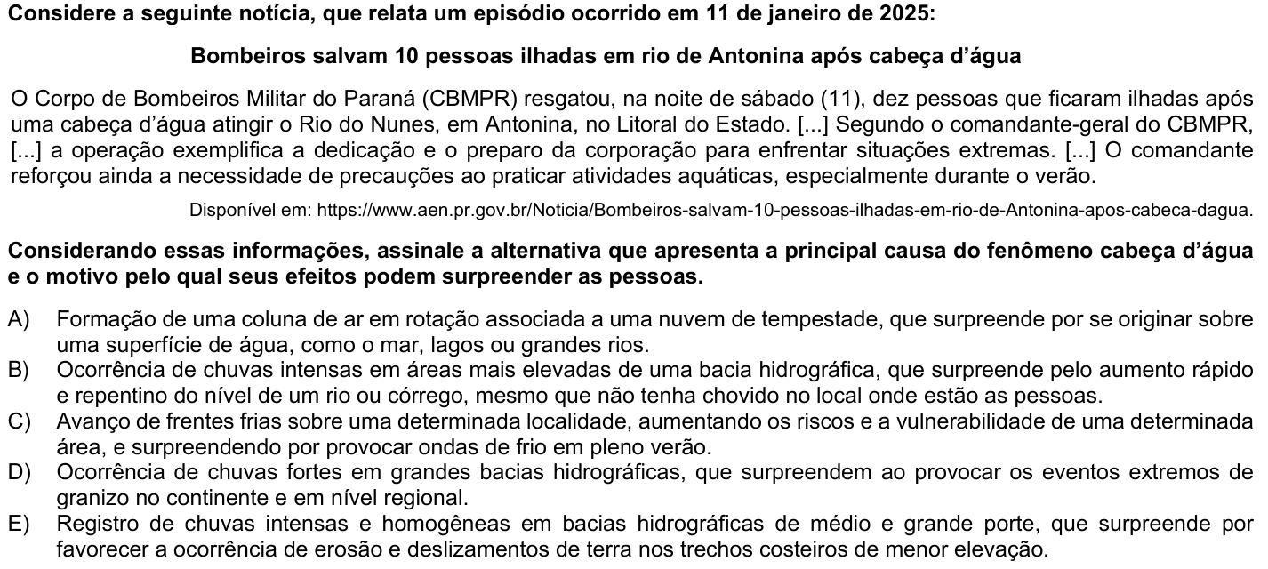 Questão 37 no caderno 1ª fase da UFPR 2026