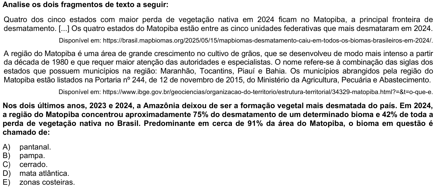 Questão 40 no caderno 1ª fase da UFPR 2026
