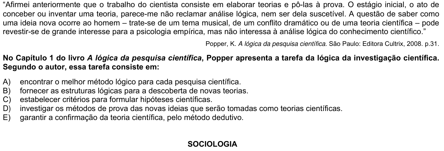 Questão 77 no caderno 1ª fase da UFPR 2026