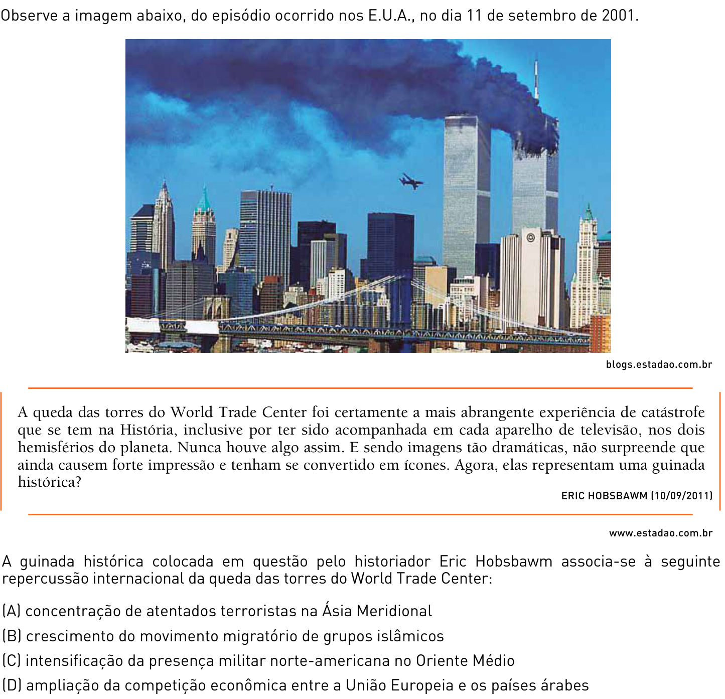 Questão 44 no caderno 1º Exame de Qualificação da UERJ 2013
