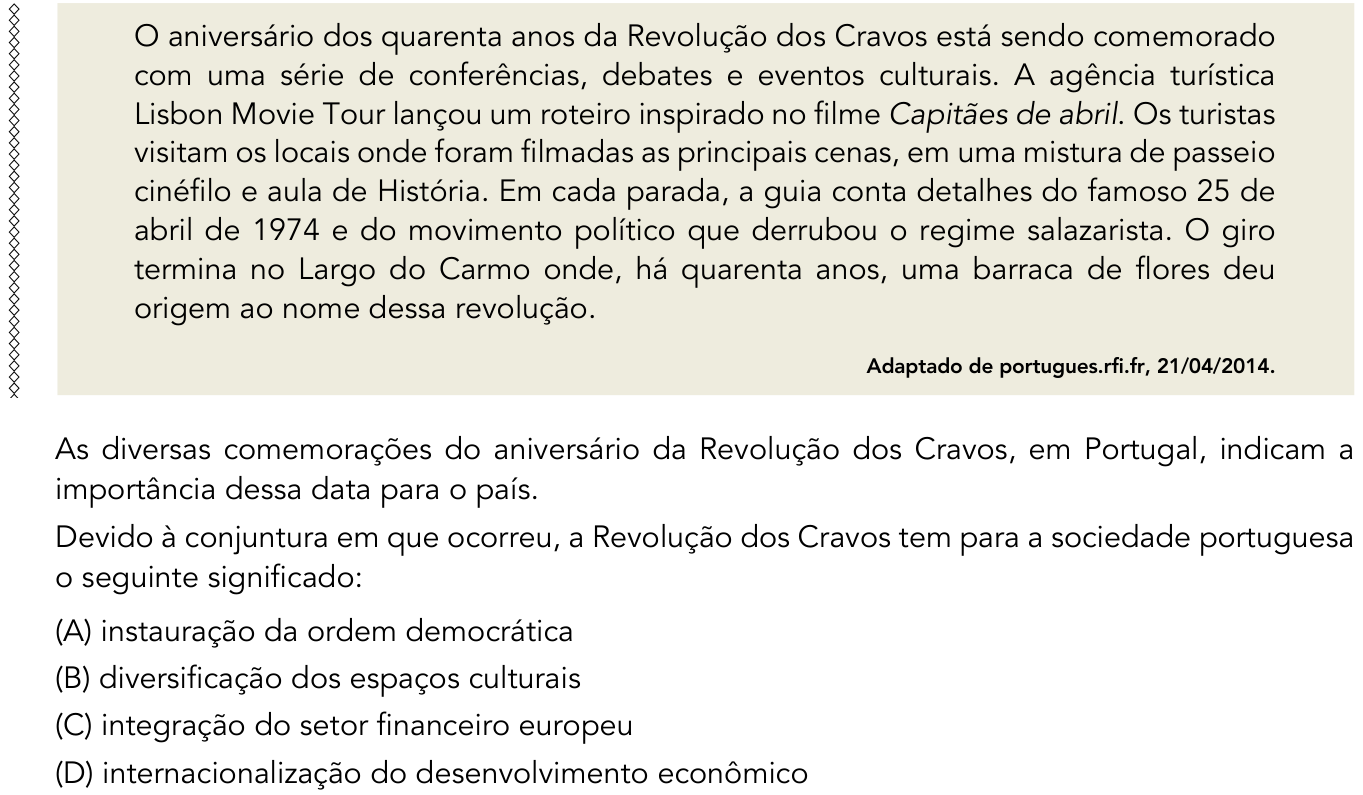 Questão 49 no caderno 1º Exame de Qualificação da UERJ 2015