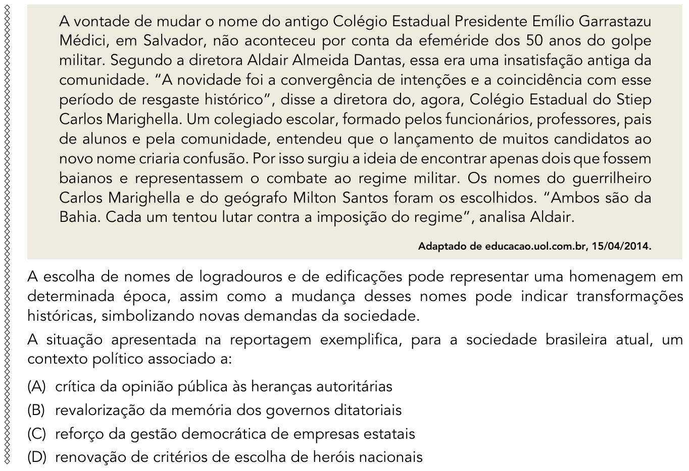 Questão 47 no caderno 2º Exame de Qualificação da UERJ 2015