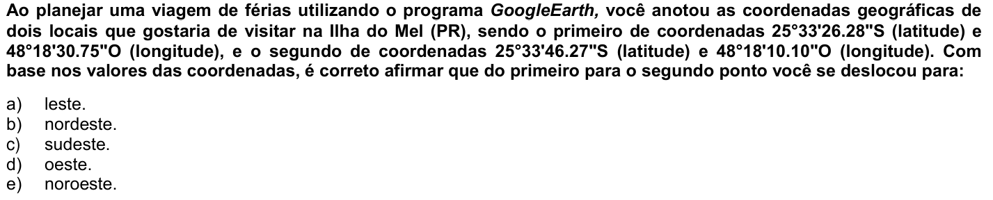 Questão 4 no caderno 1ª fase da UFPR 2010