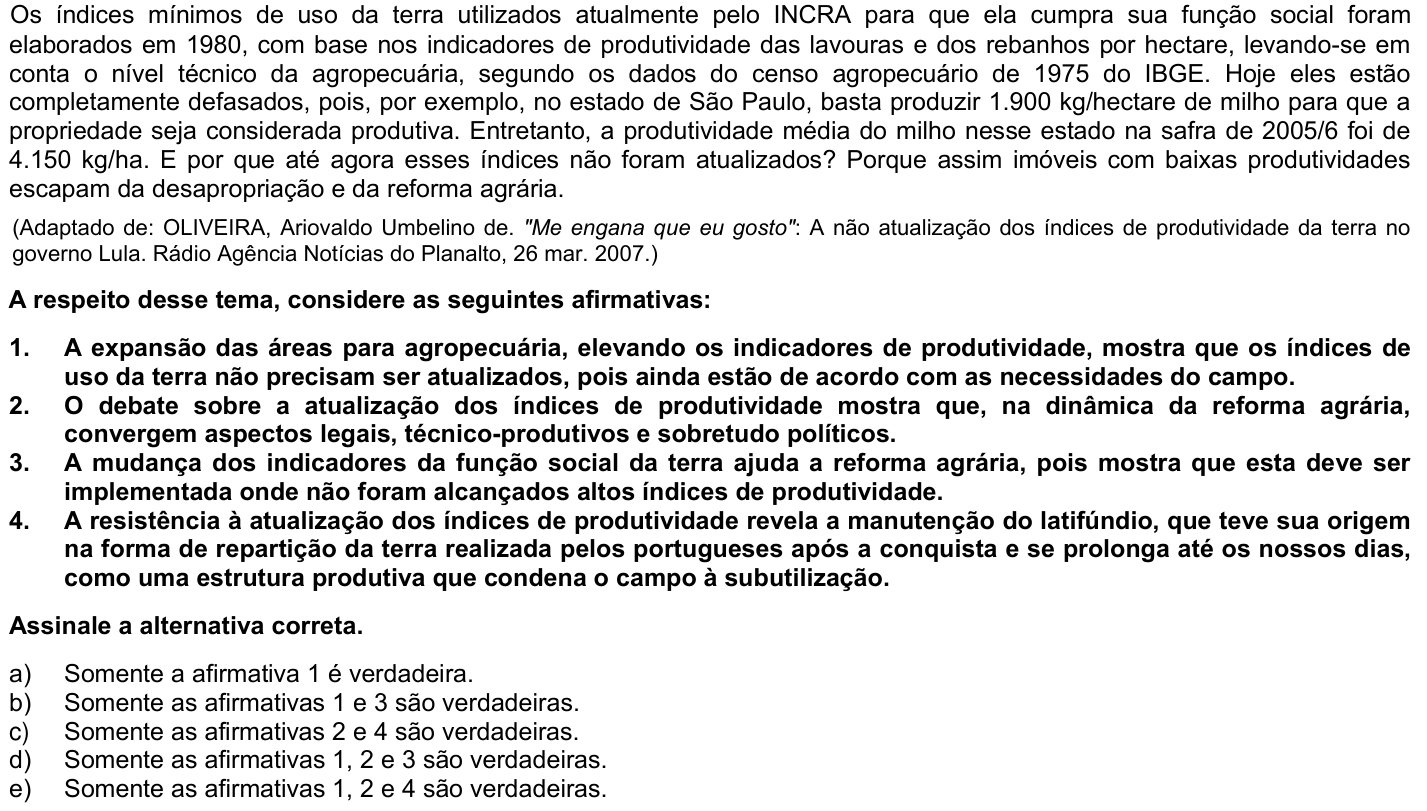 Questão 7 no caderno 1ª fase da UFPR 2010
