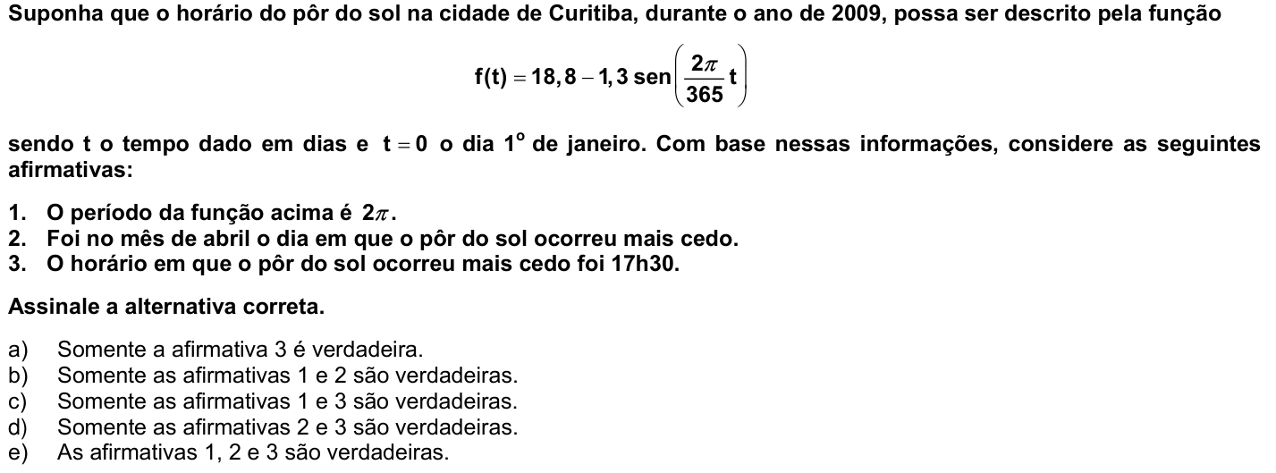 Questão 14 no caderno 1ª fase da UFPR 2010