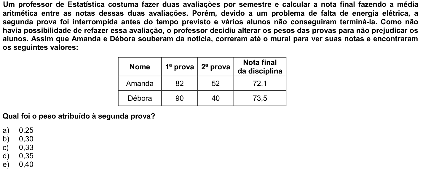 Questão 18 no caderno 1ª fase da UFPR 2010