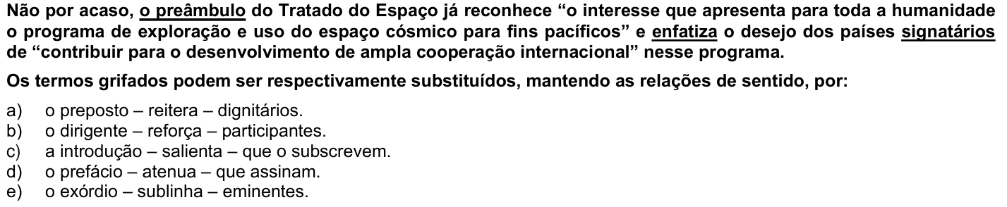 Questão 63 no caderno 1ª fase da UFPR 2010