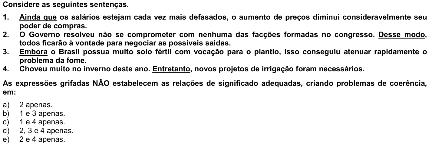 Questão 64 no caderno 1ª fase da UFPR 2010