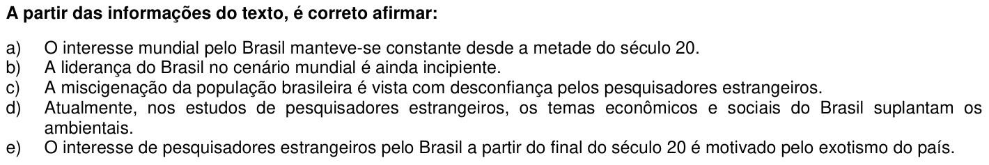 Questão 1 no caderno 1ª fase da UFPR 2011