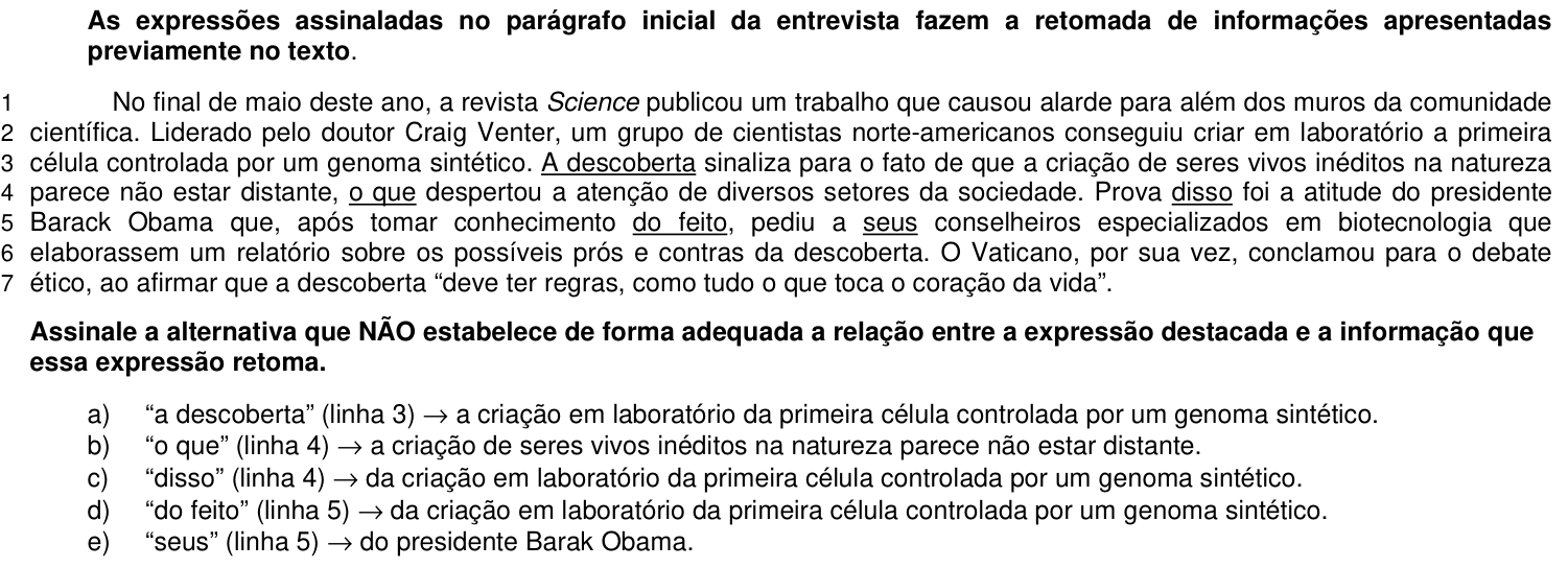 Questão 10 no caderno 1ª fase da UFPR 2011