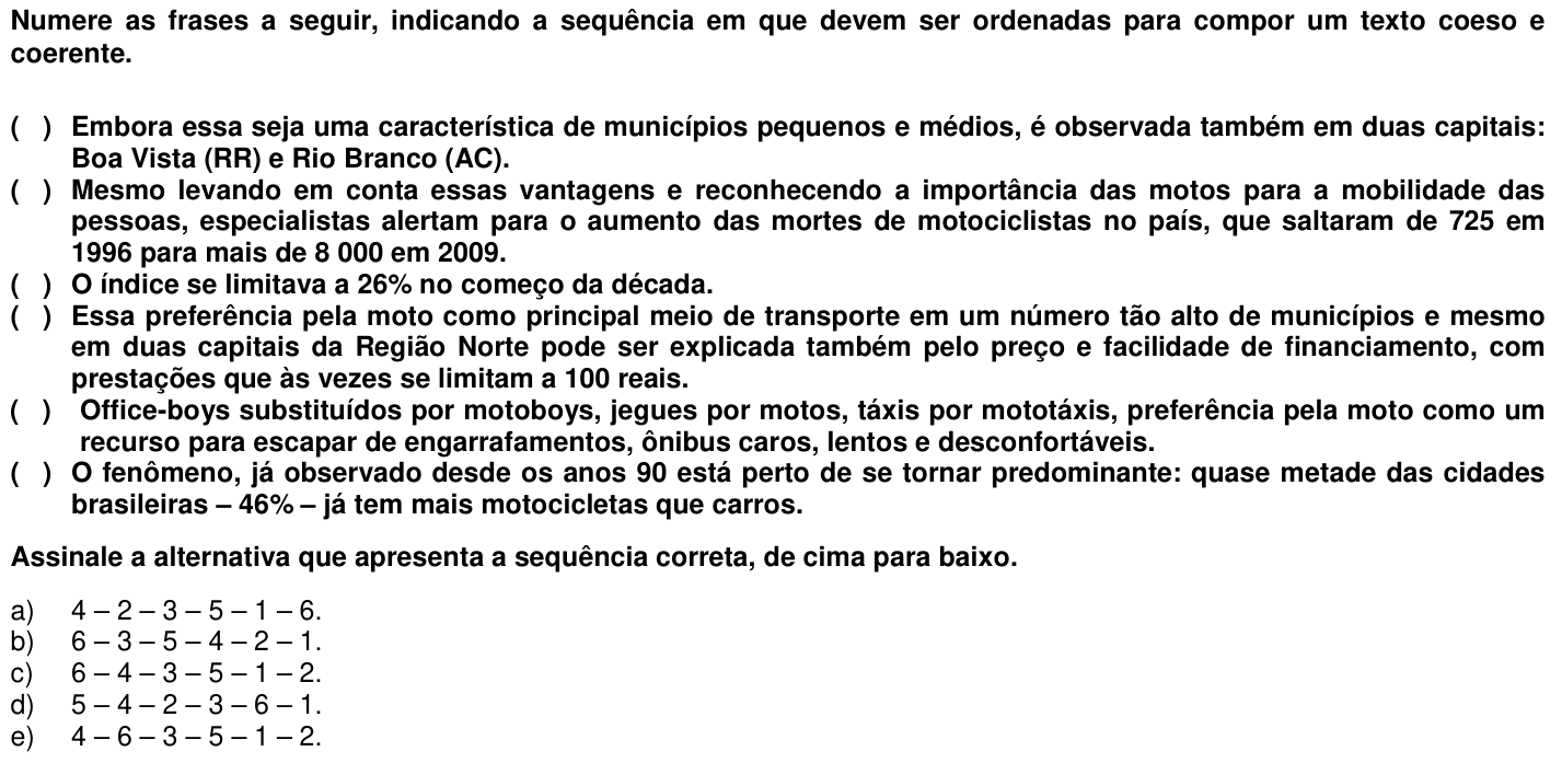 Questão 11 no caderno 1ª fase da UFPR 2011