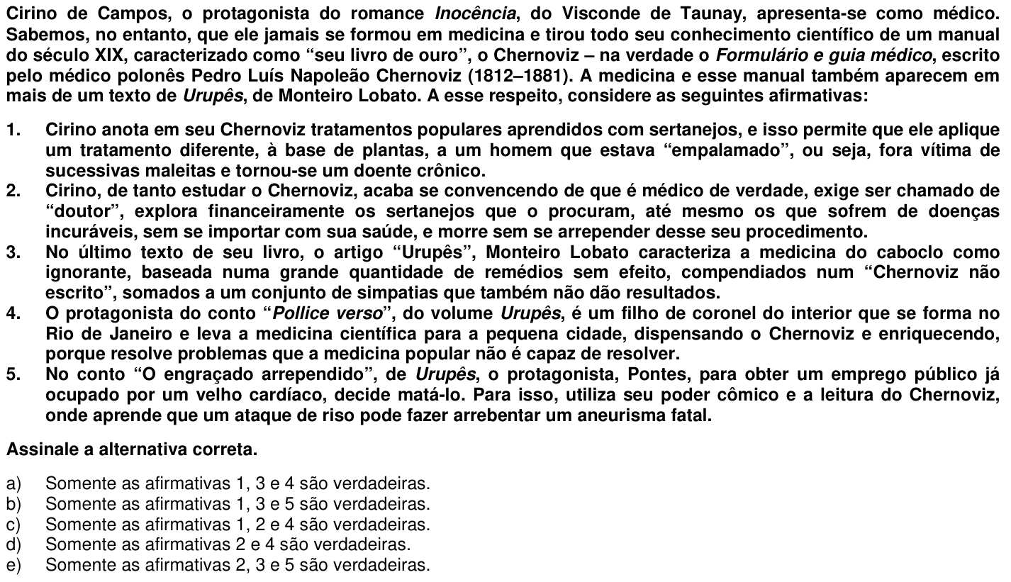 Questão 17 no caderno 1ª fase da UFPR 2011