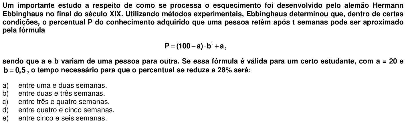 Questão 26 no caderno 1ª fase da UFPR 2011