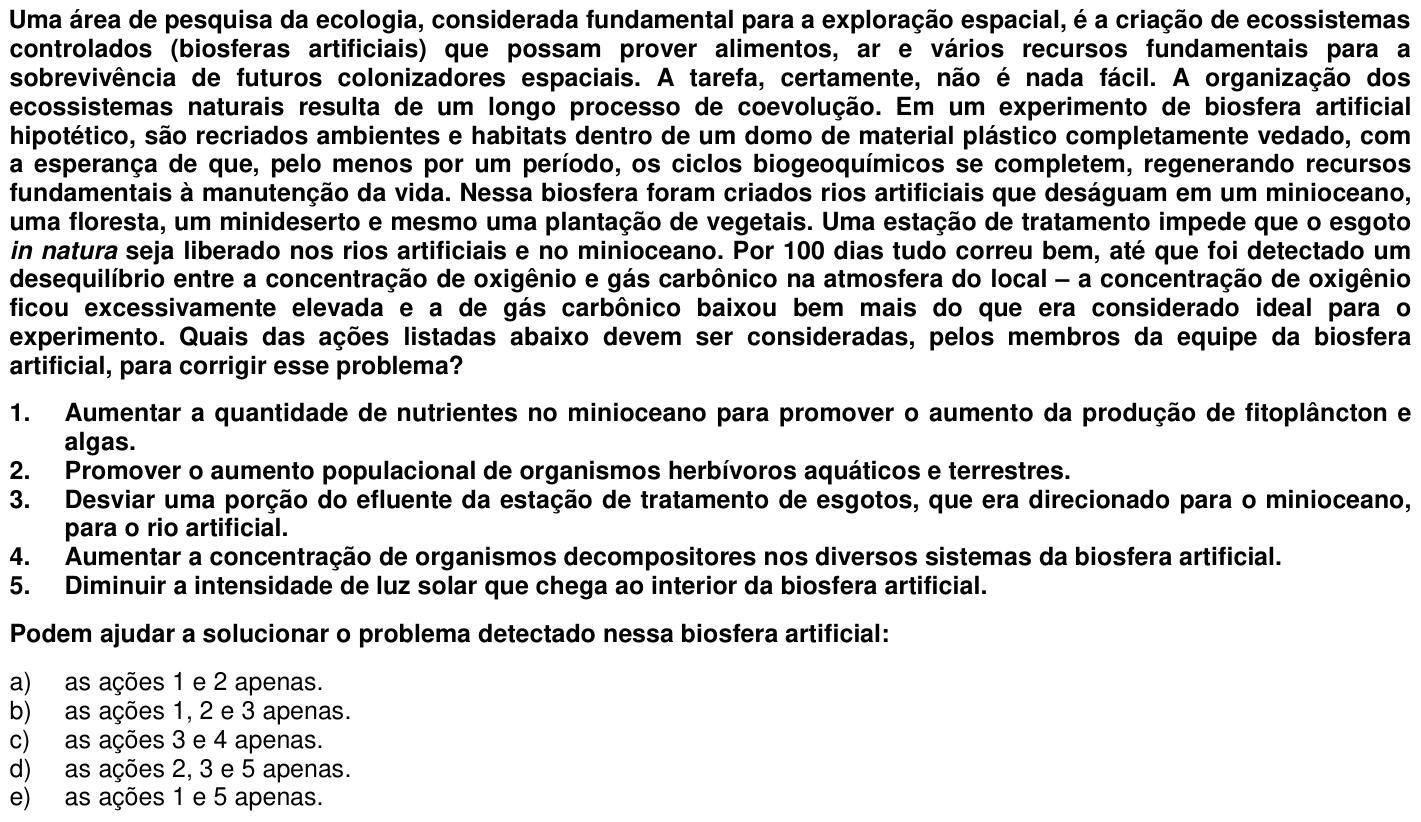 Questão 35 no caderno 1ª fase da UFPR 2011