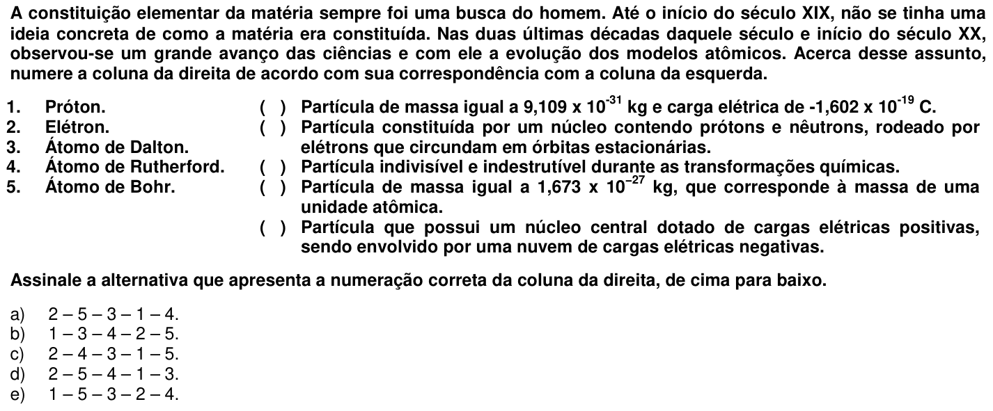 Questão 47 no caderno 1ª fase da UFPR 2011