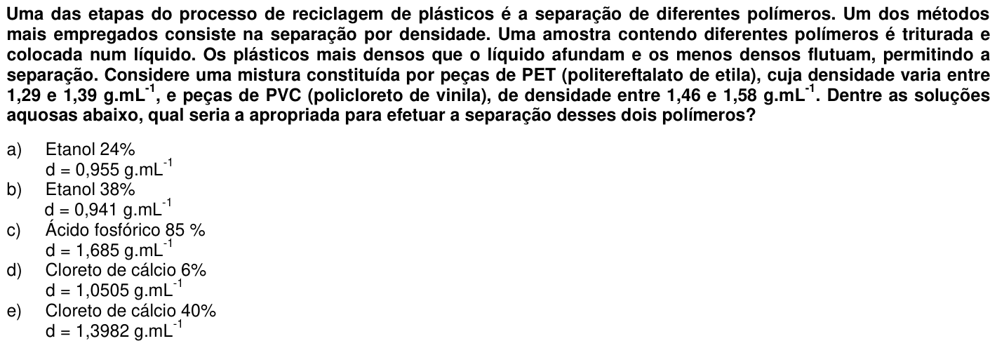 Questão 48 no caderno 1ª fase da UFPR 2011