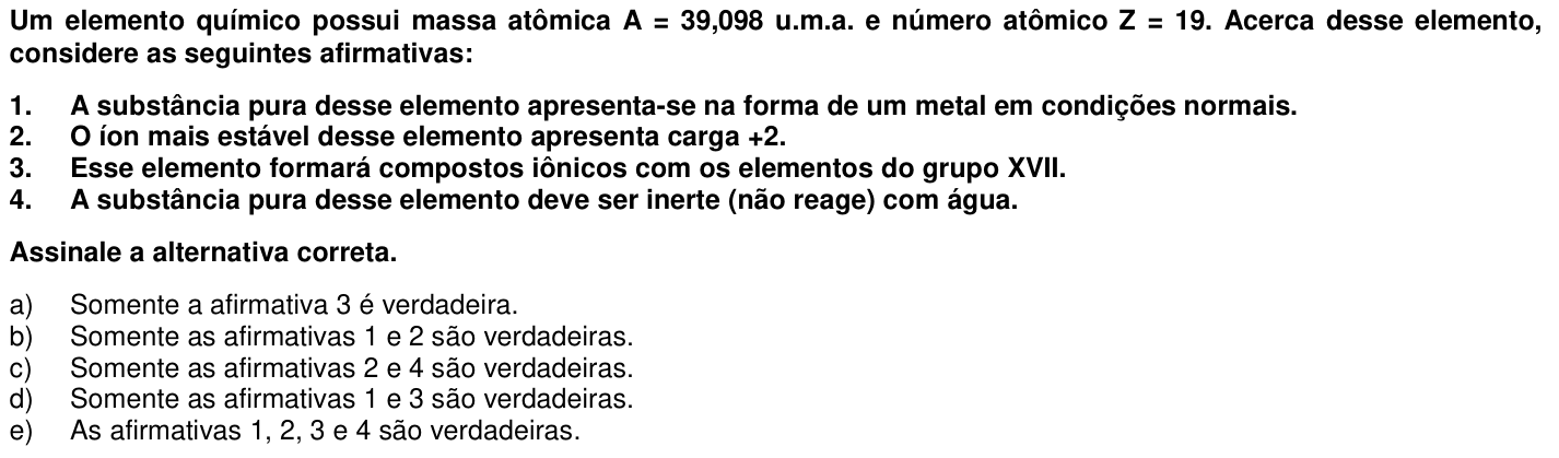Questão 51 no caderno 1ª fase da UFPR 2011