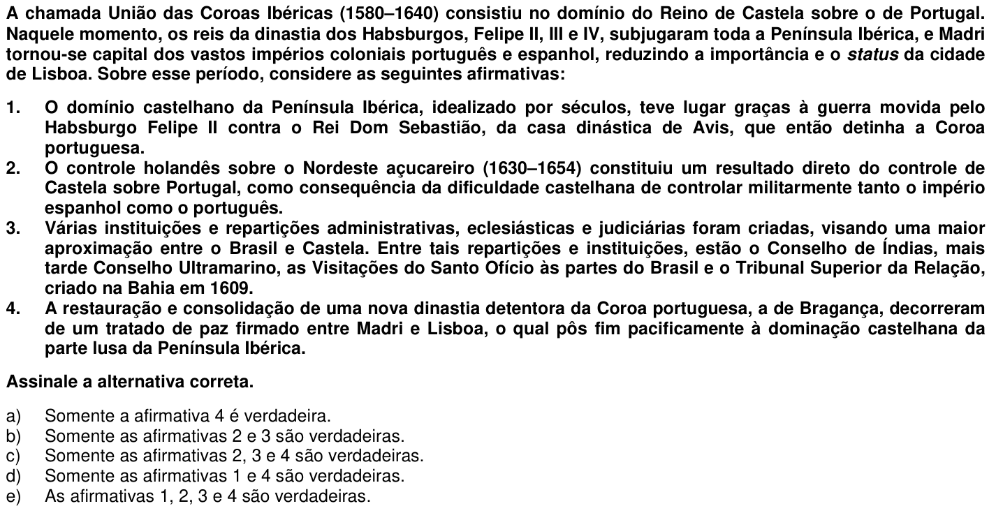 Questão 58 no caderno 1ª fase da UFPR 2011