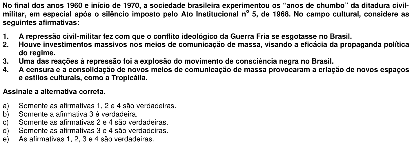 Questão 62 no caderno 1ª fase da UFPR 2011