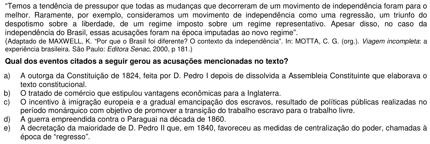 Questão 63 no caderno 1ª fase da UFPR 2011