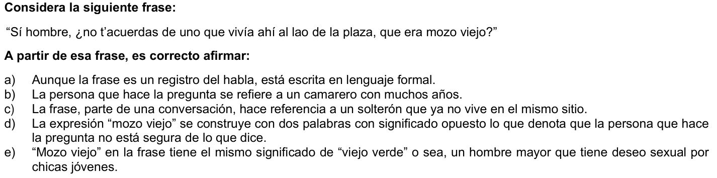Questão 4 no caderno 1ª fase · Espanhol da UFPR 2021