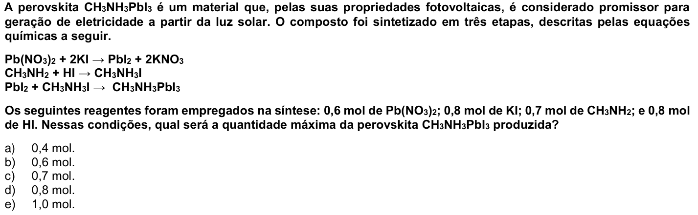 Questão 42 no caderno Fase única da UFPR 2022
