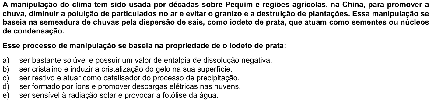 Questão 46 no caderno Fase única da UFPR 2022