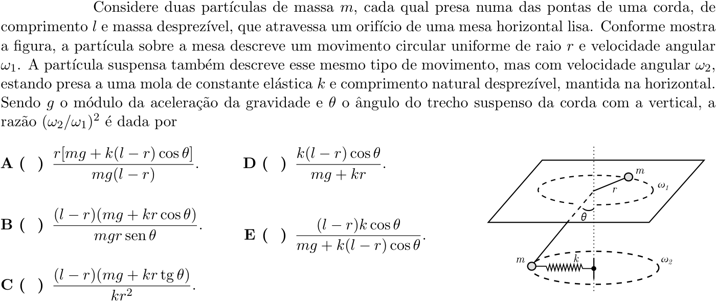 Questão 2 no caderno 1ª fase do ITA 2019
