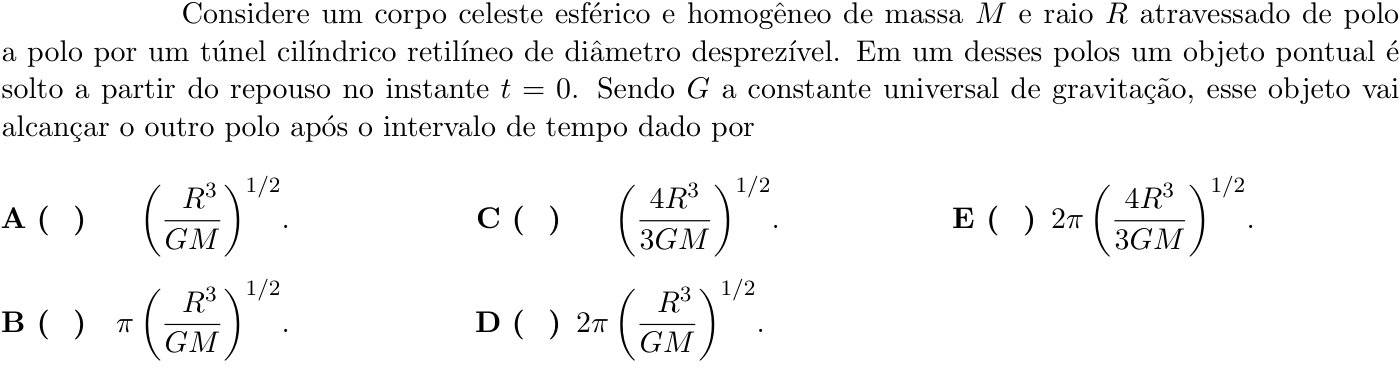Questão 3 no caderno 1ª fase do ITA 2019