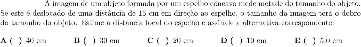 Questão 4 no caderno 1ª fase do ITA 2019