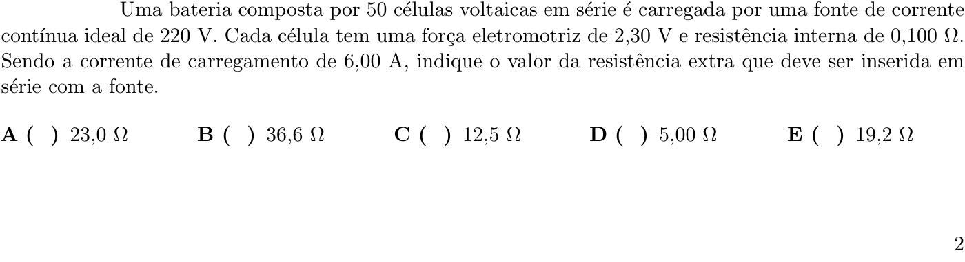 Questão 5 no caderno 1ª fase do ITA 2019