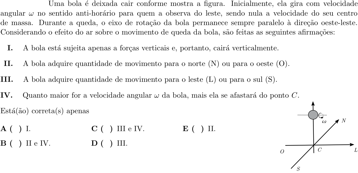Questão 7 no caderno 1ª fase do ITA 2019