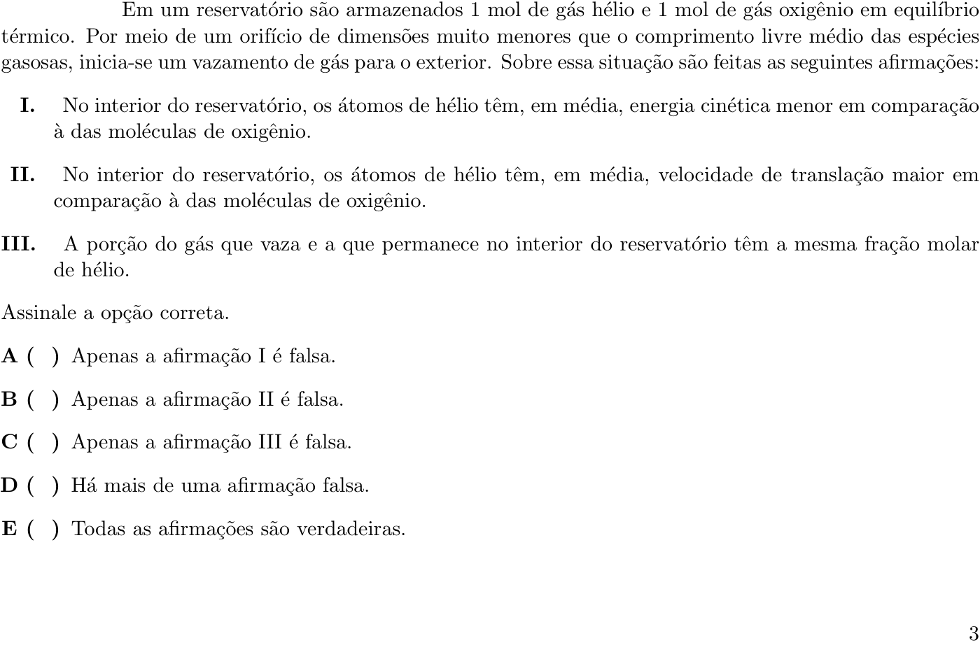 Questão 8 no caderno 1ª fase do ITA 2019