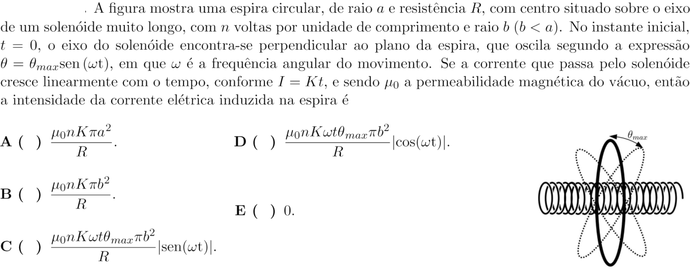 Questão 12 no caderno 1ª fase do ITA 2019