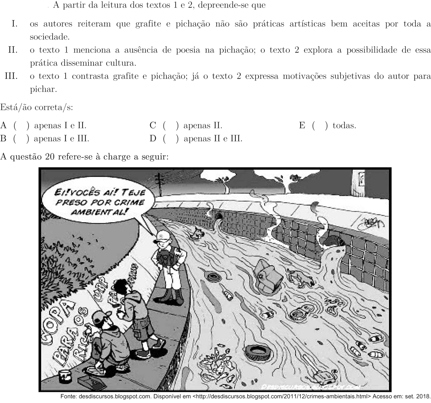 Questão 19 no caderno 1ª fase do ITA 2019