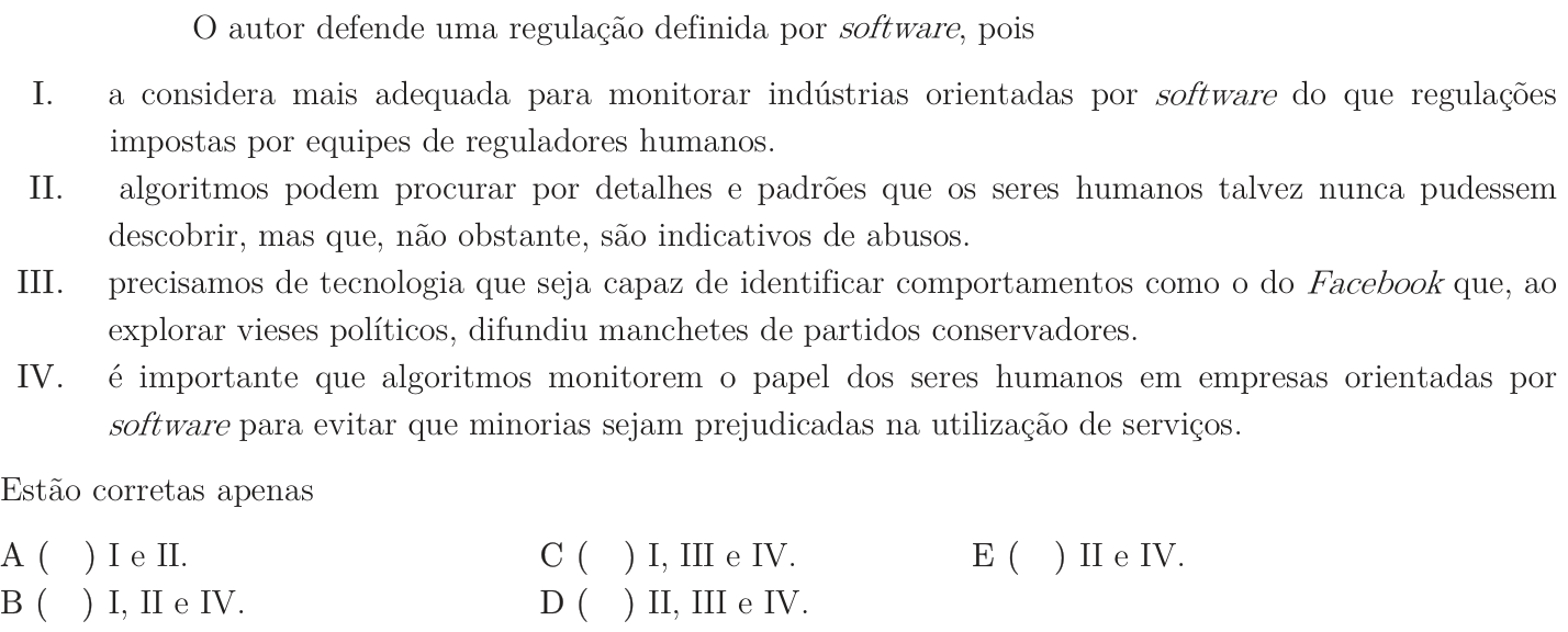 Questão 34 no caderno 1ª fase do ITA 2019