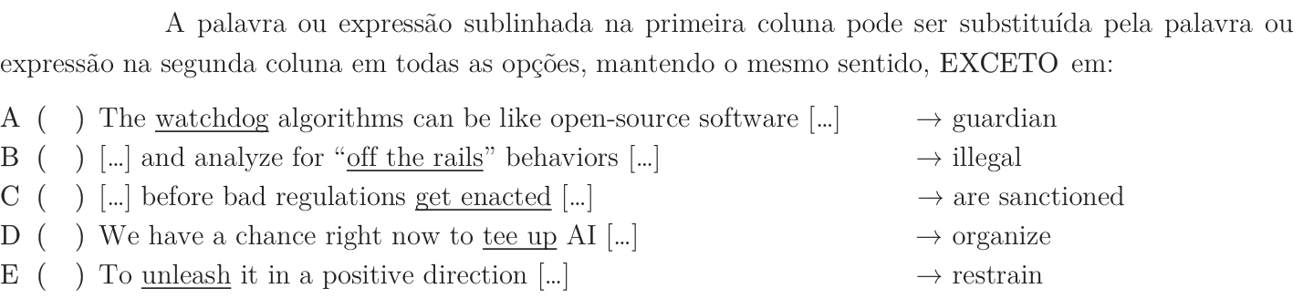 Questão 35 no caderno 1ª fase do ITA 2019