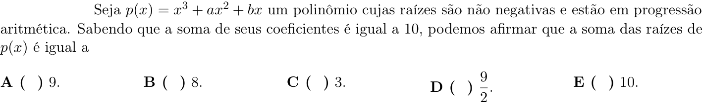 Questão 38 no caderno 1ª fase do ITA 2019