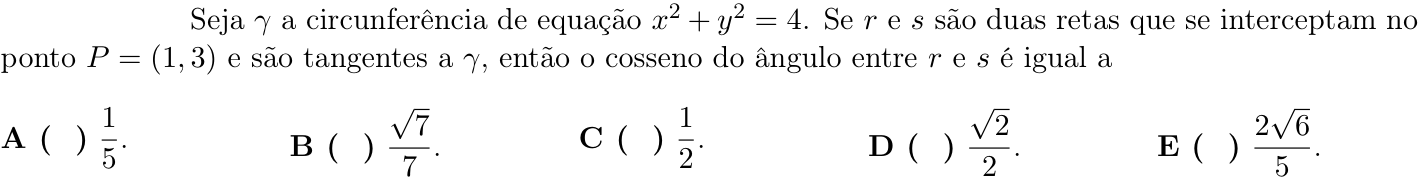 Questão 39 no caderno 1ª fase do ITA 2019