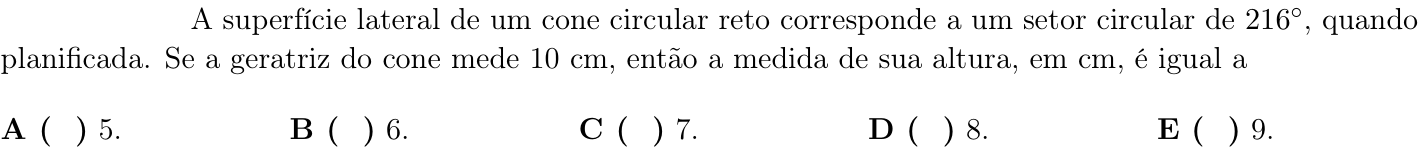 Questão 40 no caderno 1ª fase do ITA 2019