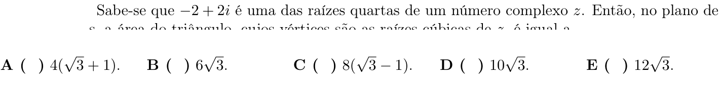 Questão 42 no caderno 1ª fase do ITA 2019