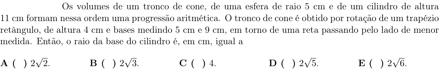 Questão 47 no caderno 1ª fase do ITA 2019