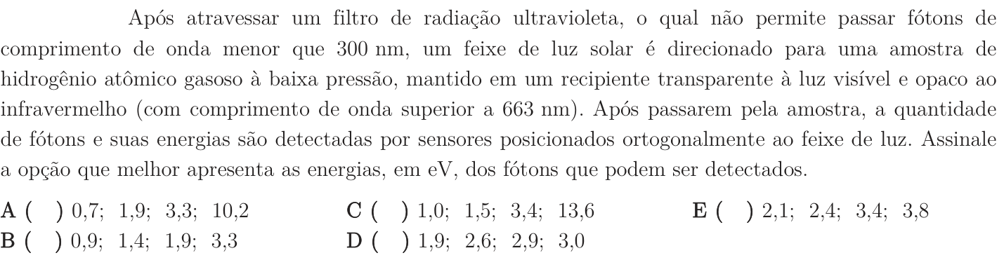 Questão 52 no caderno 1ª fase do ITA 2019