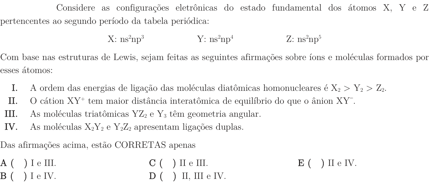 Questão 56 no caderno 1ª fase do ITA 2019
